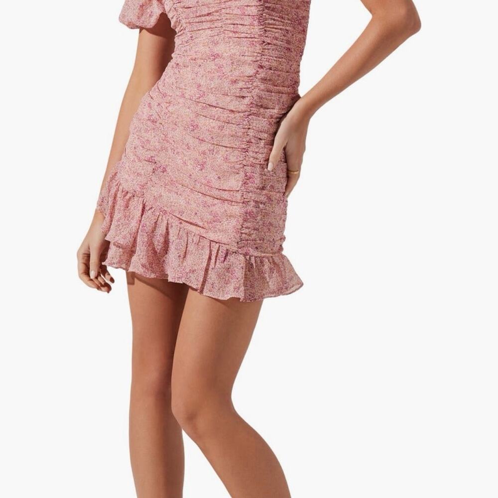 Astr Pink Ruched Ruffle Mini Dress Size Medium New with Tag